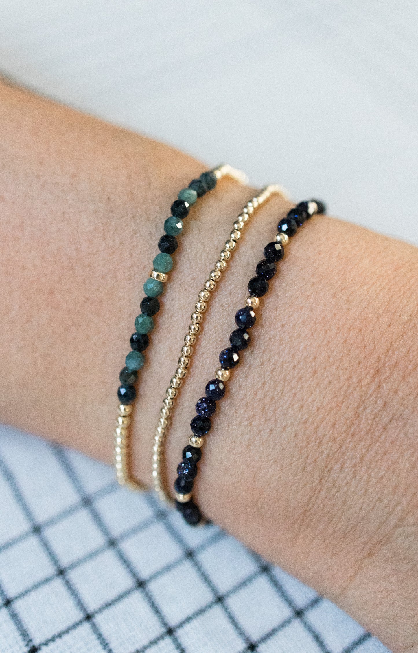 The Blue Goldstone/Blue Tourmaline Bracelet Collection