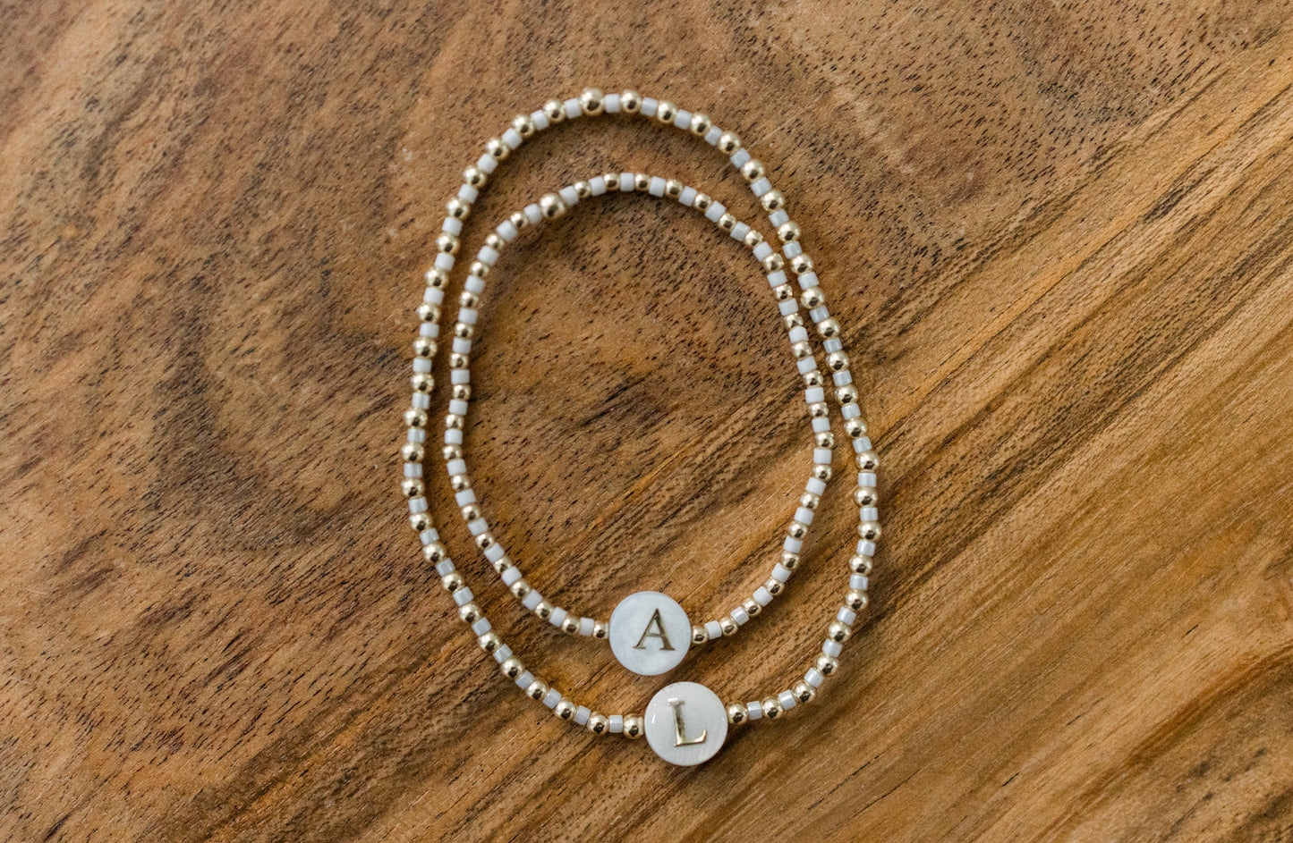 Mother of Pearl Initial Bracelet